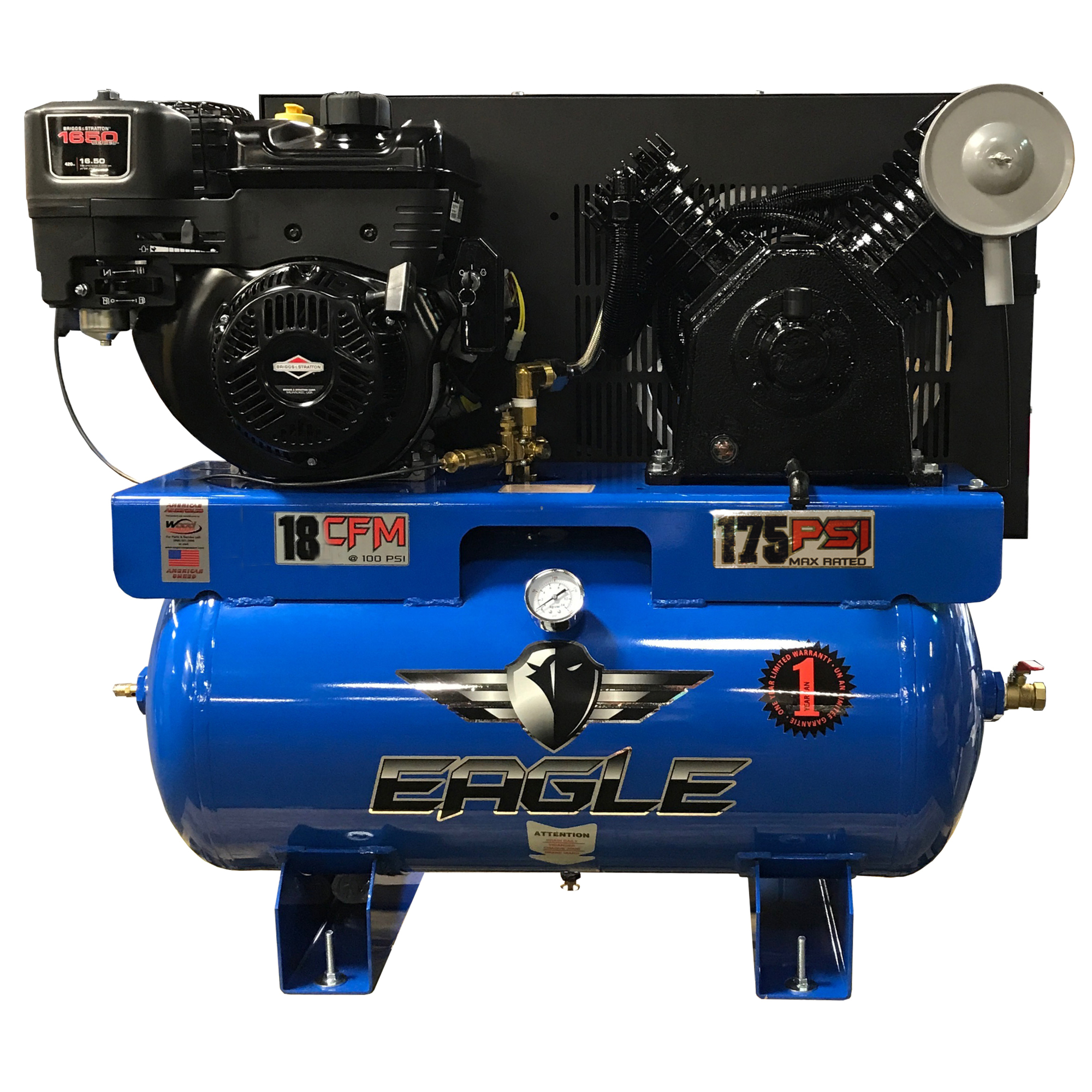 EAGLE, 30 Gallon Truck Mount Compressor, Horsepower 14 HP, Air Tank Size 30 Gal, Model# 14G30TRKE-BS